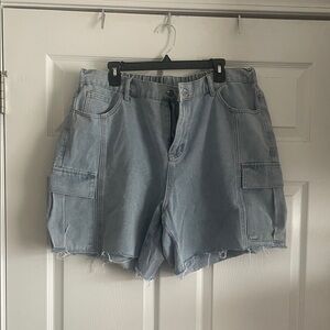 SHEIN Light Blue Cargo Shorts for Women